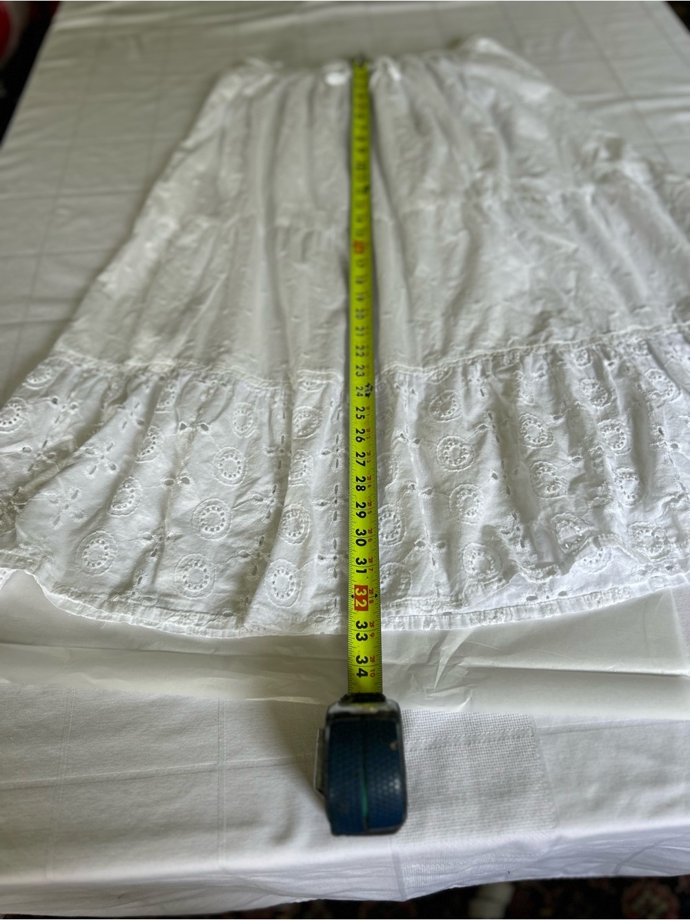 Kings Road White Cotton Eyelet Tiered Midi Skirt XL - Picture 8 of 9